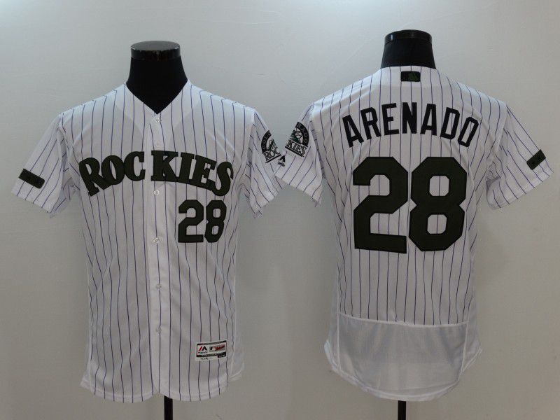 2017 Men MLB Colorado Rockies #28 Arenado White Elite Commemorative Edition Jerseys